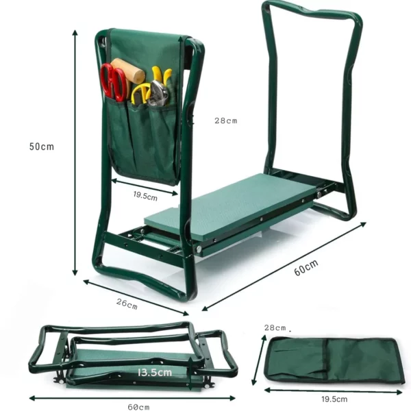 Tabouret de jardinage pliable avec rangement – Image 7