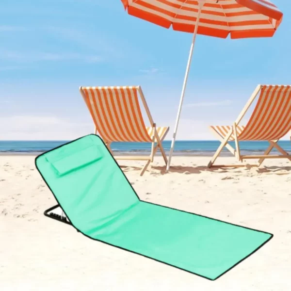 Tapis de plage avec dossier repliable – Confort optimal pour bronzer sans effort – Léger et facile à transporter – Image 3