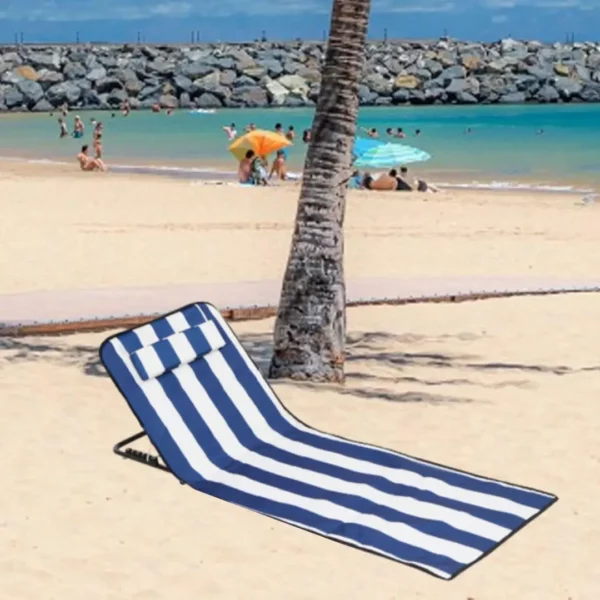 Tapis de plage avec dossier repliable – Confort optimal pour bronzer sans effort – Léger et facile à transporter – Image 4