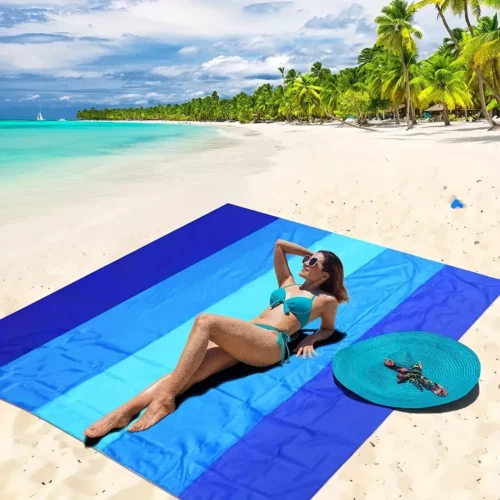Tapis plage imperméable grande taille – Confort XXL pour toute la famille – Sable et humidité bloqués