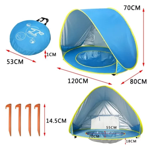 Tente de plage bébé anti uv – Protection solaire 50+ pour votre enfant – Idéale été et vacances – Image 6