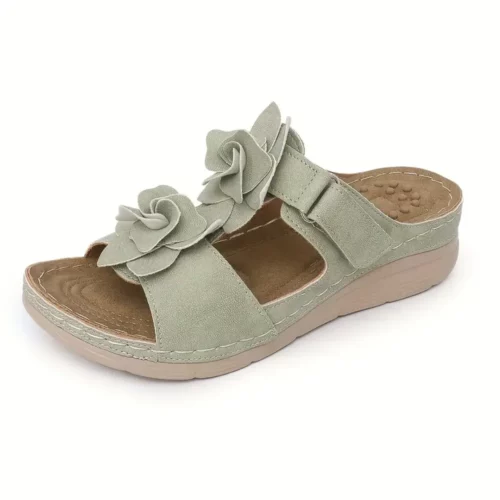 Mules confort femme fleurs 3D