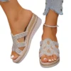 Sandales compensées strass confort femme