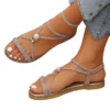 Sandales plates femme perles brillantes