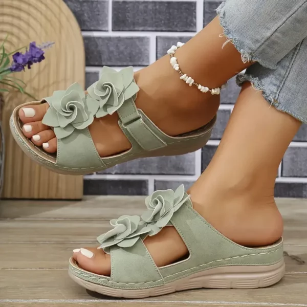 Mules confort femme fleurs 3D – Image 2