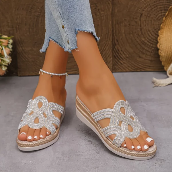 Sandales compensées strass confort femme – Image 2
