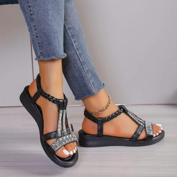 Sandales femme confort strass élégantes – Image 3