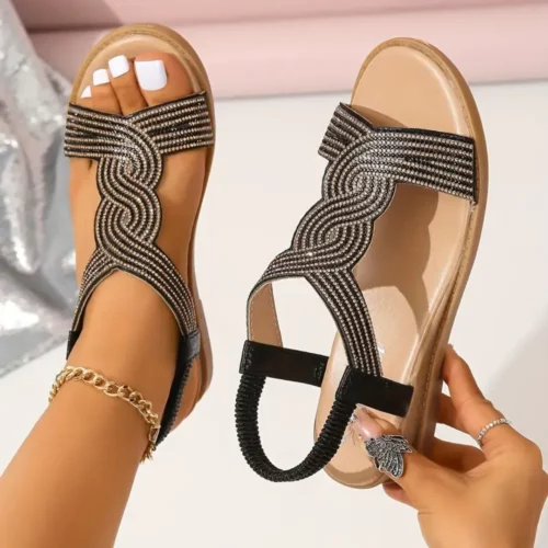Sandales femme chic à strass