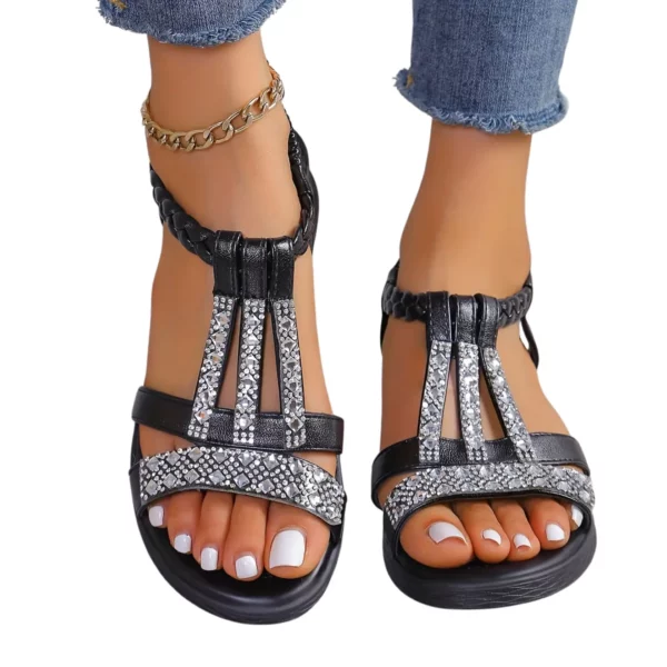 Sandales femme confort strass élégantes – Image 9