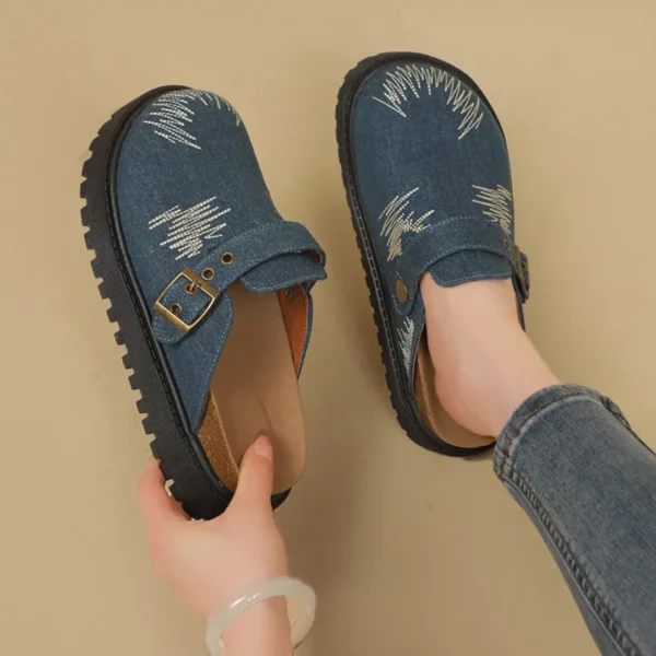 Mules plateforme motif couture femme – Image 2