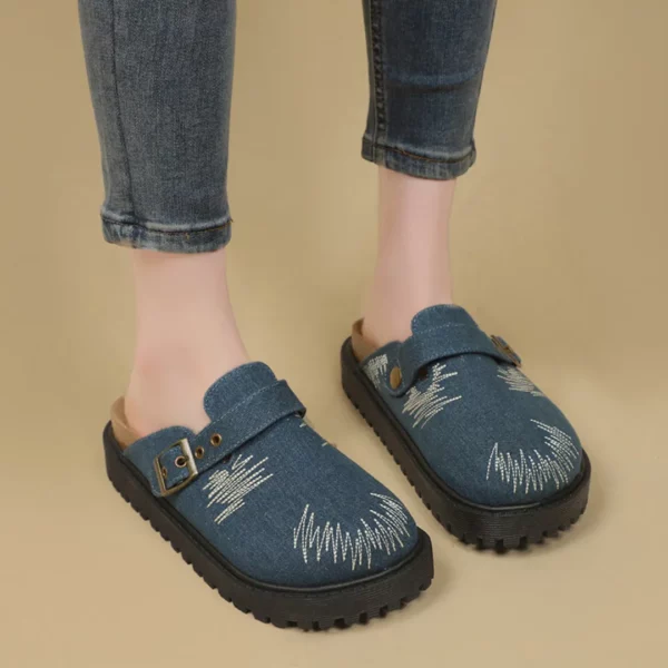 Mules plateforme motif couture femme – Image 3