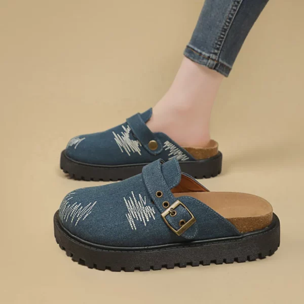 Mules plateforme motif couture femme – Image 4