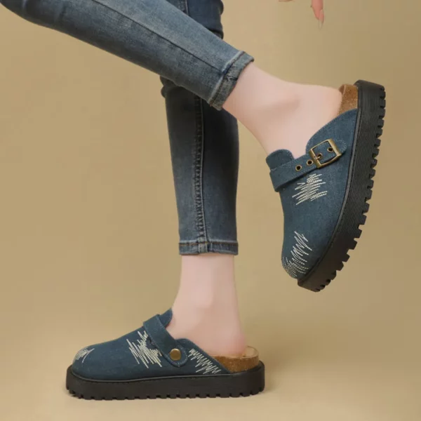 Mules plateforme motif couture femme – Image 6
