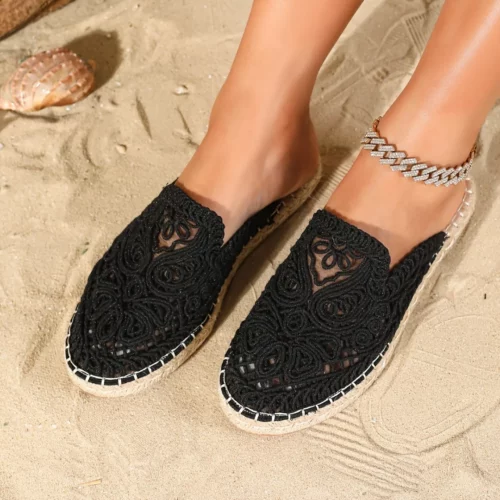 Espadrilles femme dentelle ajourée été