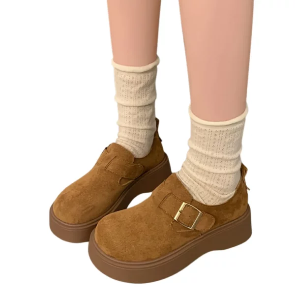 Mocassins plateforme boucle suédine femme – Image 7
