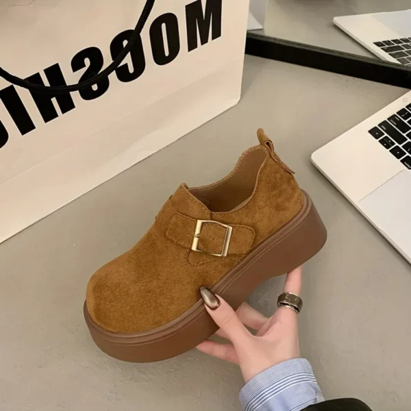 Mocassins plateforme boucle suédine femme – Image 4