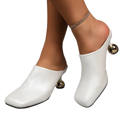 Mules à talon boule design femme