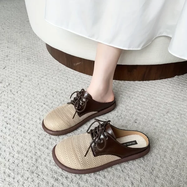 Mules ajourées lacets style derby