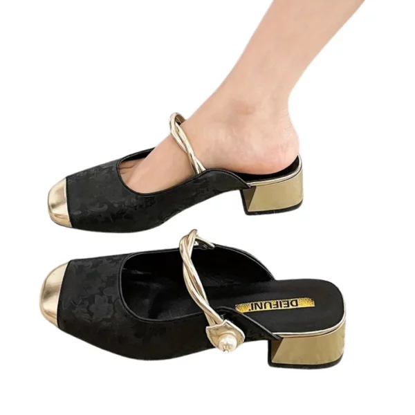 Mules chic bout doré fleur femme – Image 5