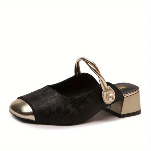 Mules chic bout doré fleur femme – Image 6