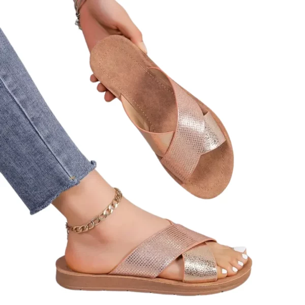 Mules croisées effet métallisé chic – Image 13