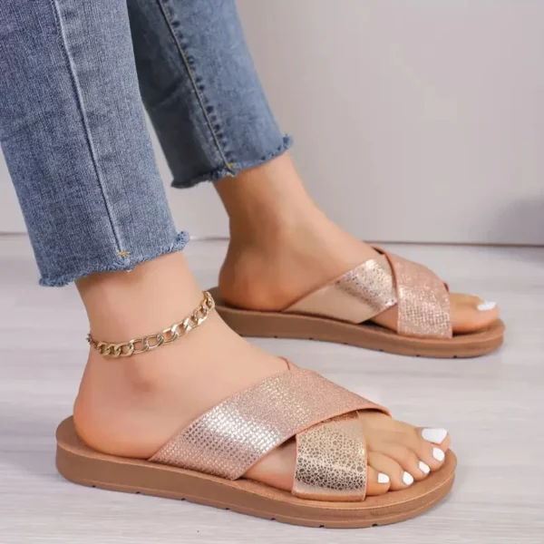 Mules croisées effet métallisé chic – Image 5
