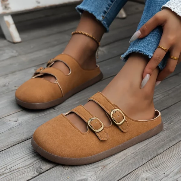 Mules double bride effet daim femme – Image 3