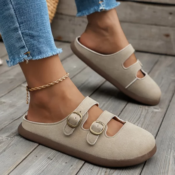 Mules double bride effet daim femme – Image 5