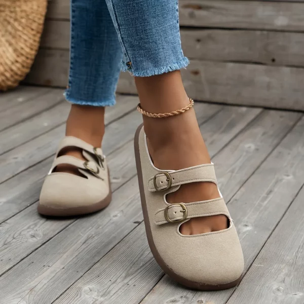 Mules double bride effet daim femme – Image 6