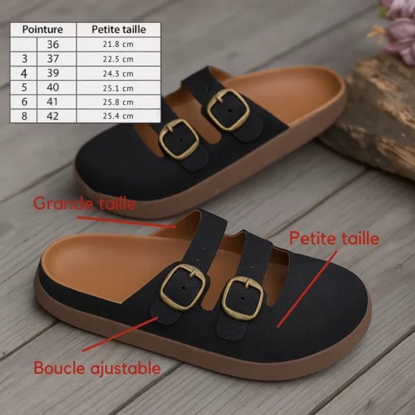 Mules double bride effet daim femme – Image 7
