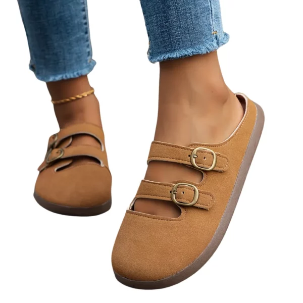 Mules double bride effet daim femme – Image 8