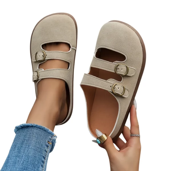 Mules double bride effet daim femme – Image 9