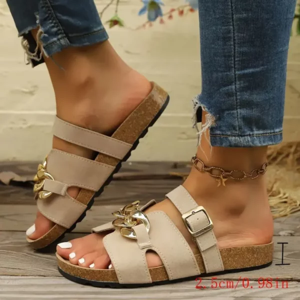 Mules femme chaîne dorée tendance – Image 3