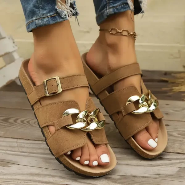 Mules femme chaîne dorée tendance – Image 4