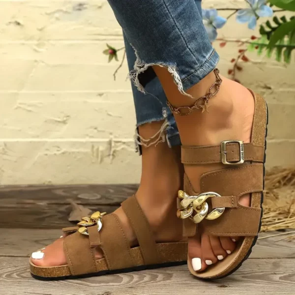 Mules femme chaîne dorée tendance – Image 5