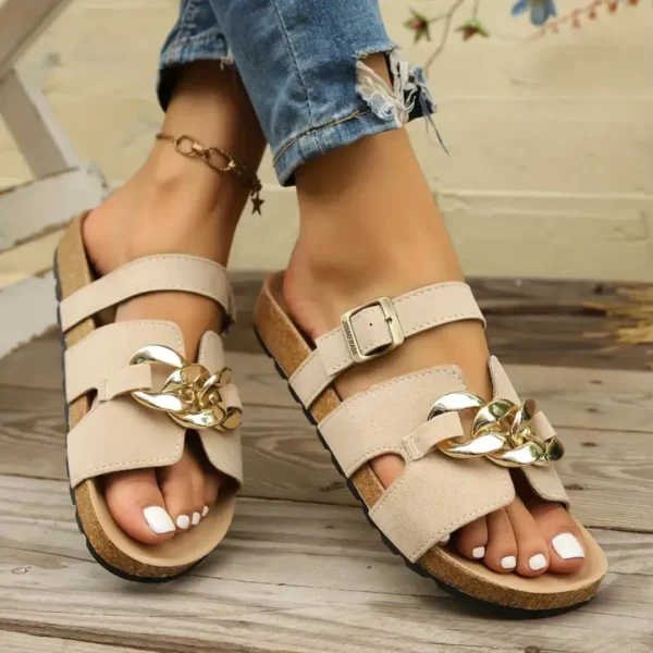 Mules femme chaîne dorée tendance – Image 7