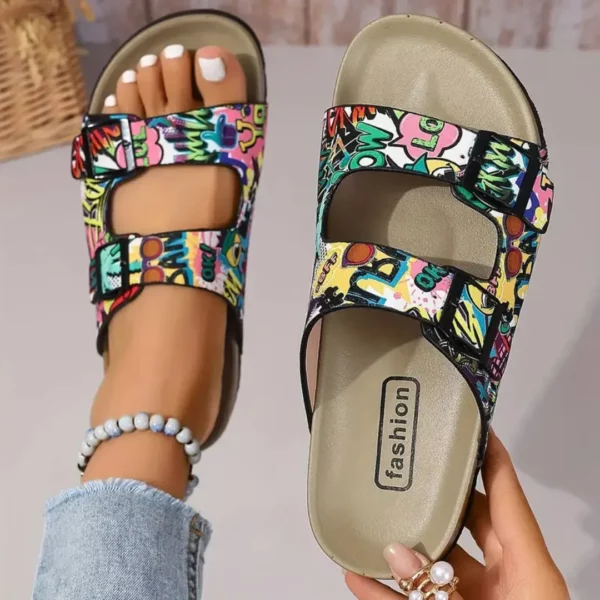 Mules femme imprimé pop art confort – Look original et semelle moelleuse pour un été stylé sans douleur – Image 6