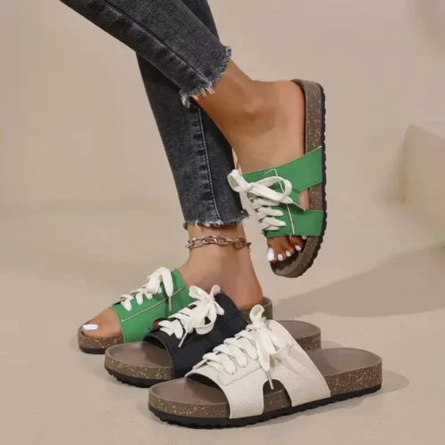 Mules femme lacets semelle confort