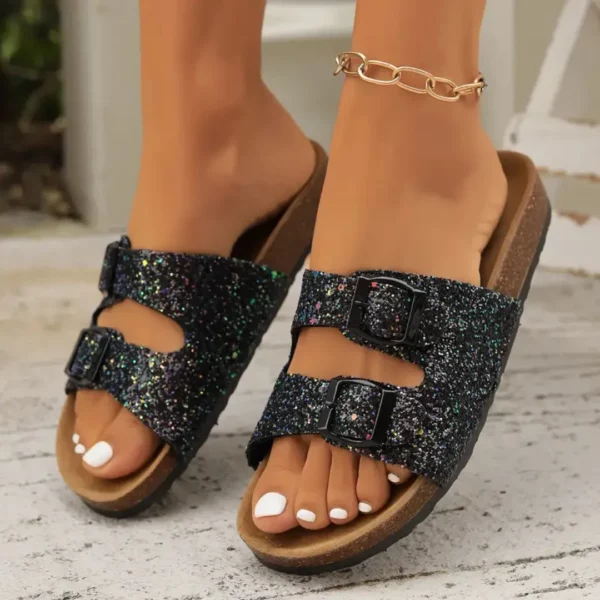 Mules femme pailletées boucles confort – Image 2