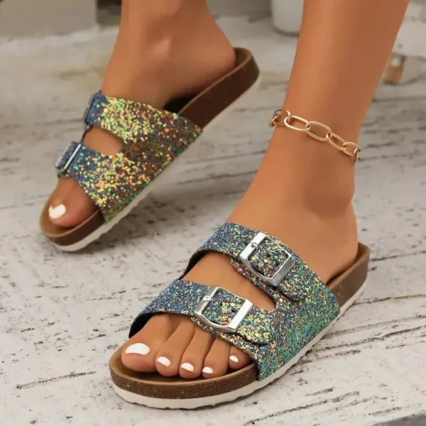 Mules femme pailletées boucles confort – Image 5