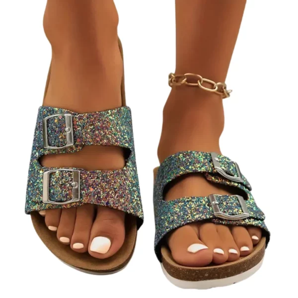 Mules femme pailletées boucles confort – Image 7