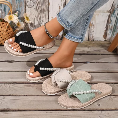 Mules femme plates perles tendance