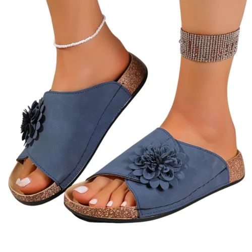 Mules ouvertes à fleur 3D
