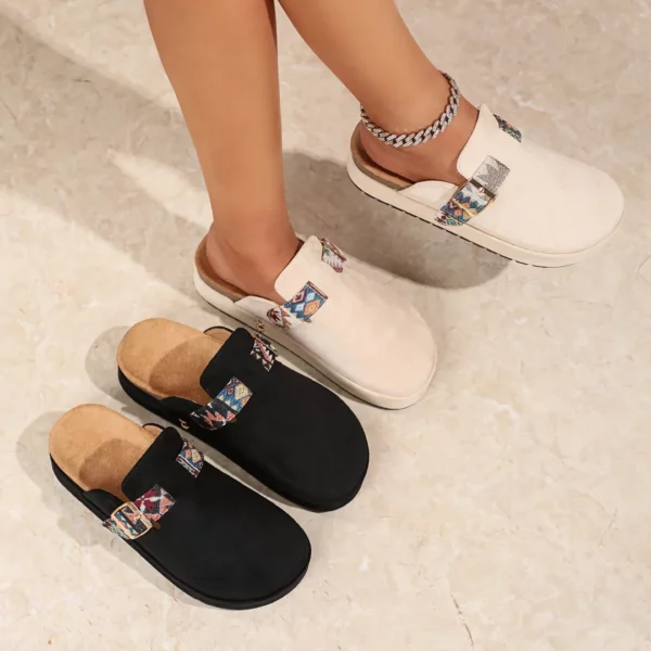 Mules plateforme boucle fantaisie femme