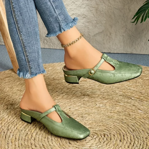 Mules satinées bride talon carré femme – Image 2