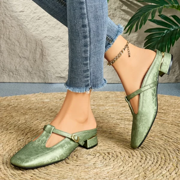 Mules satinées bride talon carré femme – Image 3