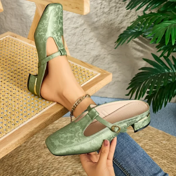 Mules satinées bride talon carré femme – Image 4
