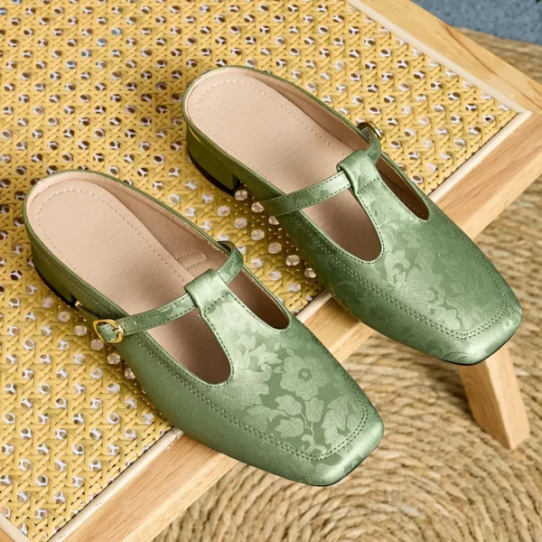 Mules satinées bride talon carré femme – Image 6