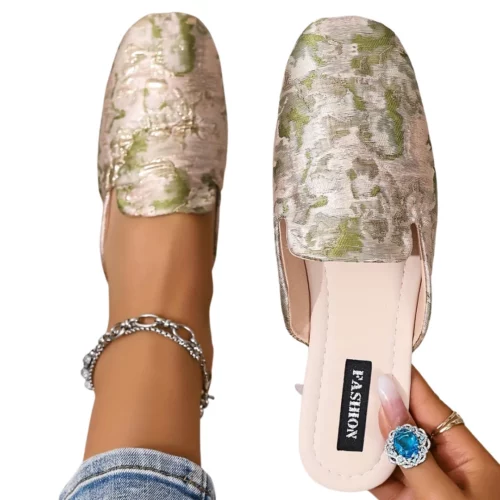 Mules satinées imprimé floral femme