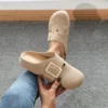 Mules suédine boucle carrée femme